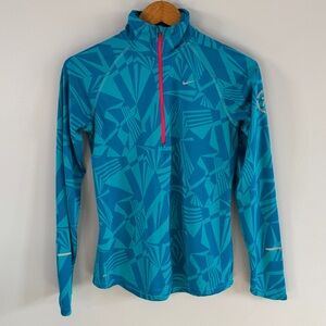 Nike Blue Geometric Running Quarter Zip - Medium